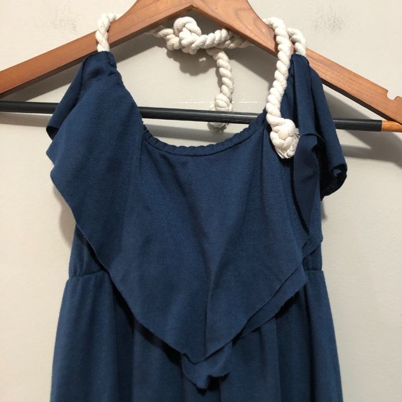 Derek Heart Halter Rope Neck Tank Top Navy Small - Picture 2 of 7